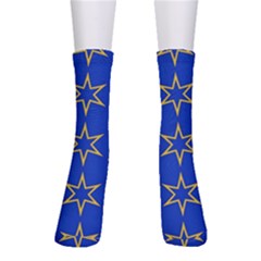Star Pattern Blue Gold Men s Crew Socks