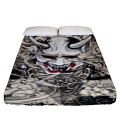 Samurai Oni Mask Fitted Sheet (king Size) by Saga96