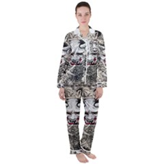 Samurai Oni Mask Satin Long Sleeve Pajamas Set