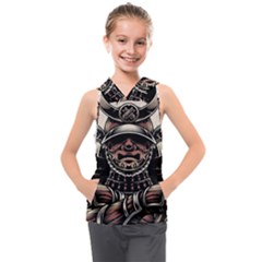 Samurai Oni Mask Kids  Sleeveless Hoodie by Saga96