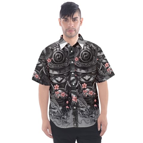 Samurai Oni Mask Men s Short Sleeve Shirt by Saga96