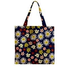 Floral Abstract Vector Seamless Pattern With Chamomile And Alpine Flowers In Minimalistic Style  Hand-drawn Botanical Repeated Background   Zipper Grocery Tote Bag