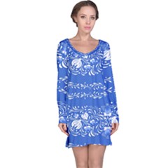 Blue Flowers Long Sleeve Nightdress by Eskimos