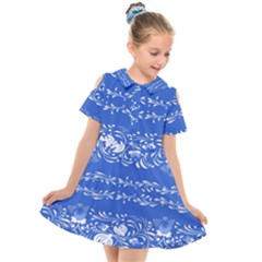 Blue Flowers Kids  Short Sleeve Shirt Dress by Eskimos