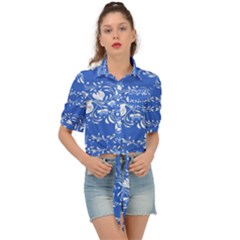 Blue Flowers Tie Front Shirt  by Eskimos