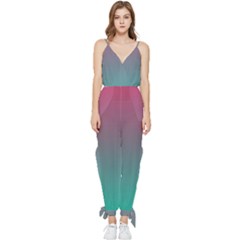 Teal Sangria Sleeveless Tie Ankle Jumpsuit