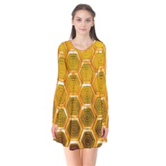 Hexagonal Windows Long Sleeve V-neck Flare Dress by essentialimage365