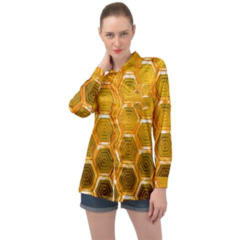 Hexagonal Windows Long Sleeve Satin Shirt by essentialimage365