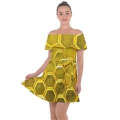 Hexagon Windows Off Shoulder Velour Dress by essentialimage365