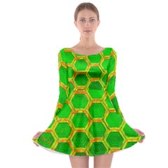 Hexagon Window Long Sleeve Skater Dress