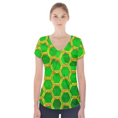 Hexagon Window Short Sleeve Front Detail Top by essentialimage365