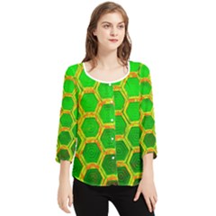 Hexagon Window Chiffon Quarter Sleeve Blouse by essentialimage365