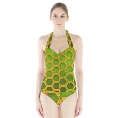 Hexagon Windows Halter Swimsuit