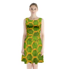 Hexagon Windows Sleeveless Waist Tie Chiffon Dress by essentialimage365