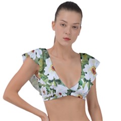 ?hamomile Plunge Frill Sleeve Bikini Top by goljakoff