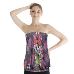 Purple Flowers Strapless Top by goljakoff