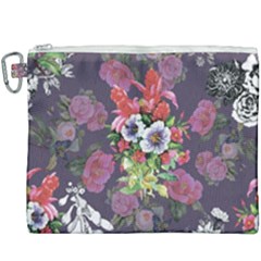 Purple Flowers Canvas Cosmetic Bag (xxxl) by goljakoff