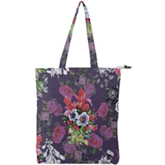 Purple Flowers Double Zip Up Tote Bag by goljakoff