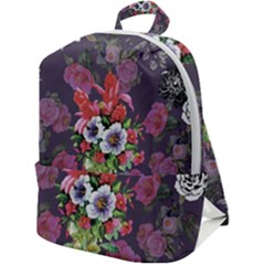 Purple Flowers Zip Up Backpack by goljakoff