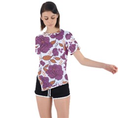 Pink Flowers Asymmetrical Short Sleeve Sports Tee by goljakoff