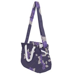 Purple Flowers Rope Handles Shoulder Strap Bag