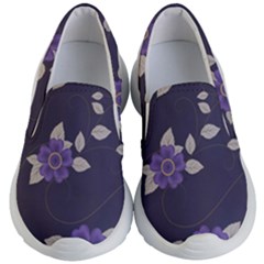 Purple Flowers Kids Lightweight Slip Ons by goljakoff