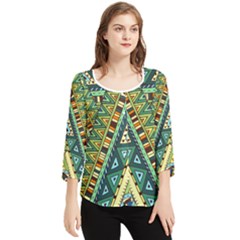 Native Mandala Chiffon Quarter Sleeve Blouse by goljakoff