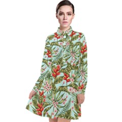 Spring Flora Long Sleeve Chiffon Shirt Dress by goljakoff