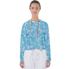 Blue White Flowers Women s Slouchy Sweat by Eskimos