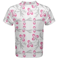 Pink Folk Flowers Men s Cotton Tee by Eskimos