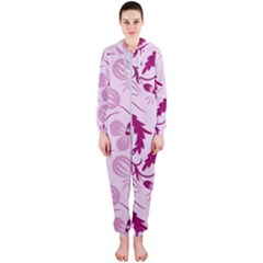 Dark Pink Flowers Hooded Jumpsuit (ladies)  by Eskimos