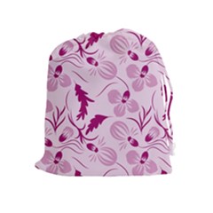 Dark Pink Flowers Drawstring Pouch (xl) by Eskimos