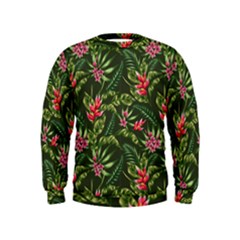 Tropical Flowers Kids  Sweatshirt by goljakoff