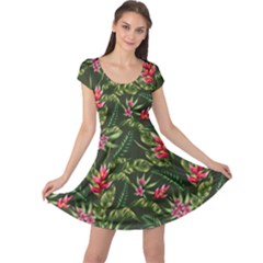 Tropical Flowers Cap Sleeve Dress by goljakoff