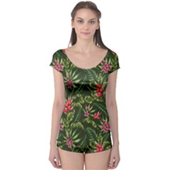 Tropical Flowers Boyleg Leotard  by goljakoff