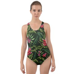 Tropical Flowers Cut-out Back One Piece Swimsuit by goljakoff