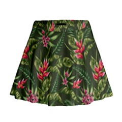 Tropical Flowers Mini Flare Skirt by goljakoff