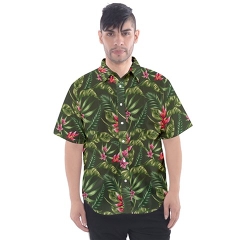 Tropical Flowers Men s Short Sleeve Shirt by goljakoff