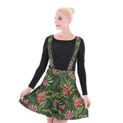 Tropical Flowers Suspender Skater Skirt by goljakoff