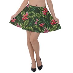 Tropical Flowers Velvet Skater Skirt by goljakoff