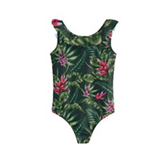 Tropical Flowers Kids  Frill Swimsuit by goljakoff