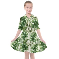 Tropical Leaves Kids  All Frills Chiffon Dress by goljakoff