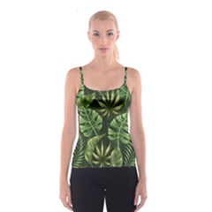 Green Tropical Leaves Spaghetti Strap Top by goljakoff