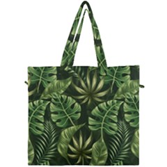 Green Tropical Leaves Canvas Travel Bag by goljakoff