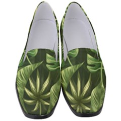 Green Tropical Leaves Women s Classic Loafer Heels