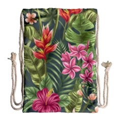 Tropic Flowers Drawstring Bag (large) by goljakoff