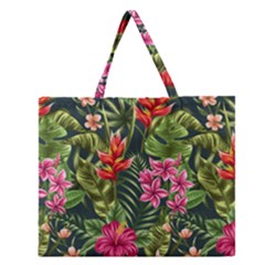 Tropic Flowers Zipper Large Tote Bag by goljakoff