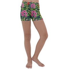 Tropic Flowers Kids  Lightweight Velour Yoga Shorts by goljakoff