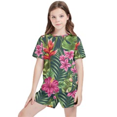 Tropic Flowers Kids  Tee And Sports Shorts Set by goljakoff