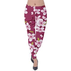 Cherry Blossom Velvet Leggings by goljakoff